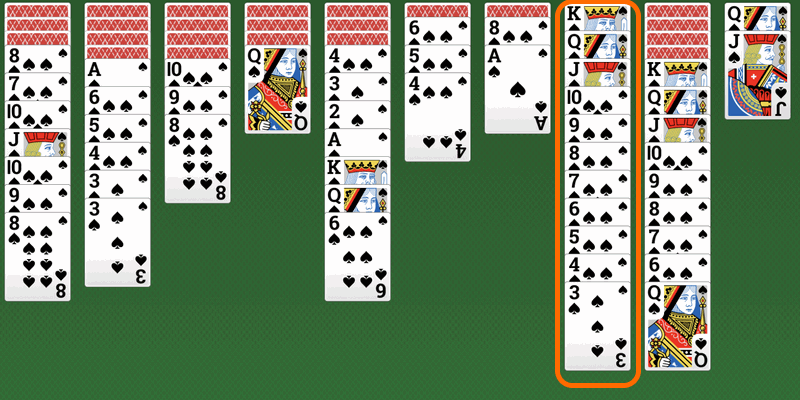 Solitario Spider - a partire dal Re e continuando fino all’Asso